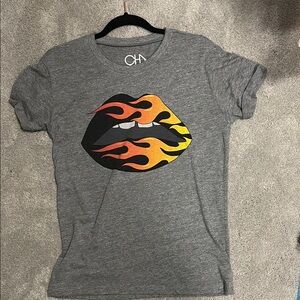 Chaser Gray and Black Short Sleeve Tee with Flame Graphic